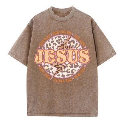 Jesus The Way The Truth The Life Chrsitian Washed T-Shirt