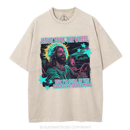 Jesus Took The Wheel Christian Washed T-Shirt