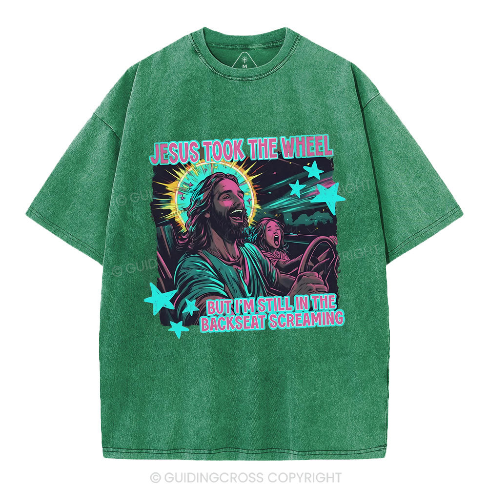 Jesus Took The Wheel Christian Washed T-Shirt