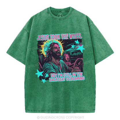 Jesus Took The Wheel Christian Washed T-Shirt