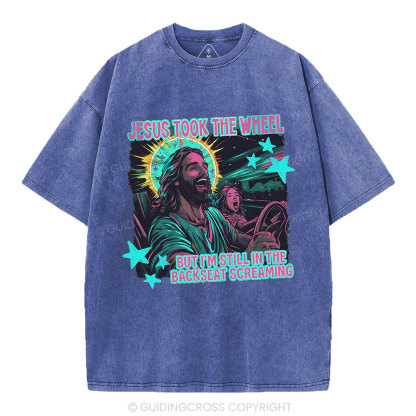 Jesus Took The Wheel Christian Washed T-Shirt