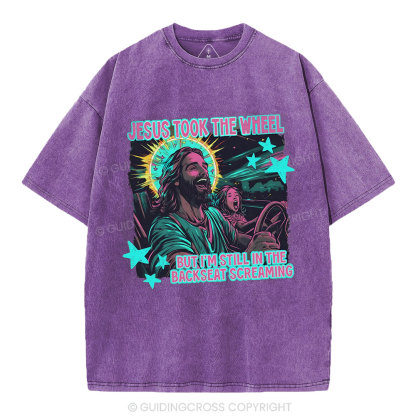 Jesus Took The Wheel Christian Washed T-Shirt