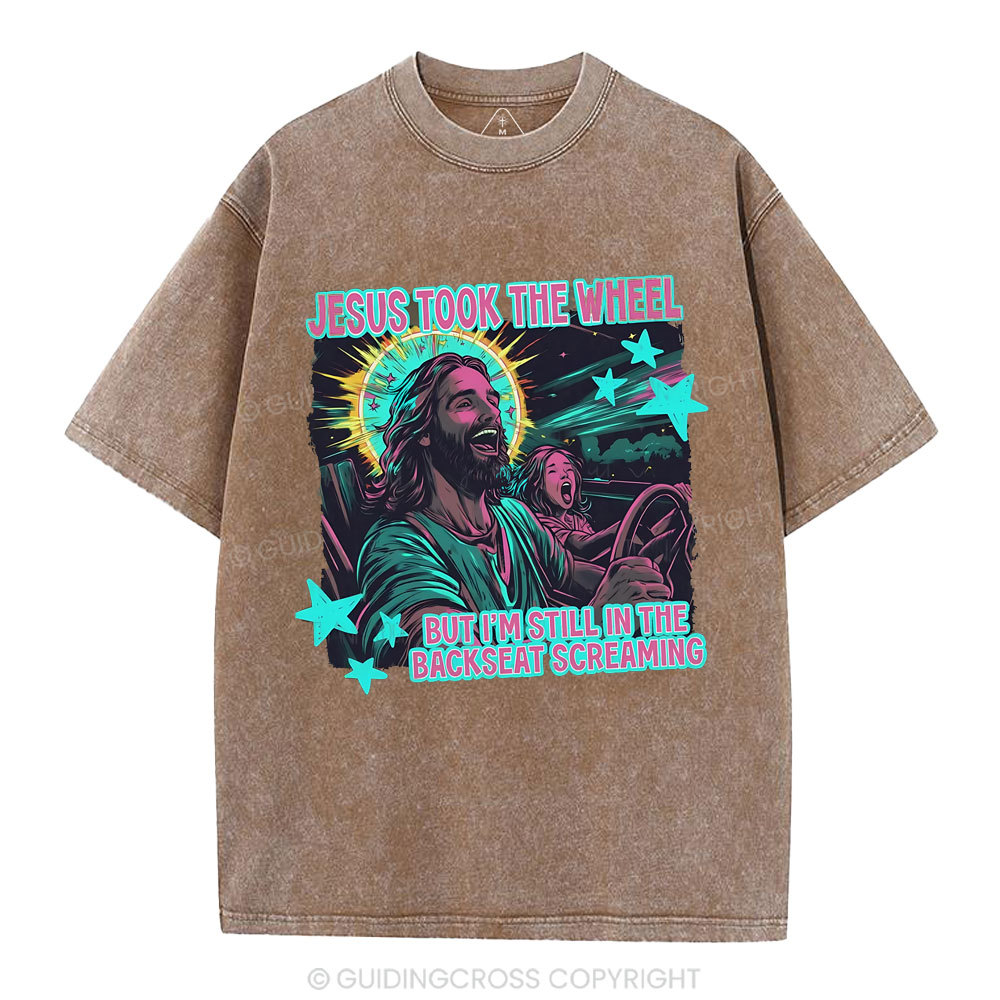 Jesus Took The Wheel Christian Washed T-Shirt
