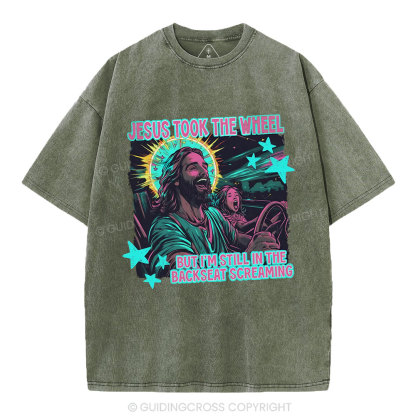 Jesus Took The Wheel Christian Washed T-Shirt