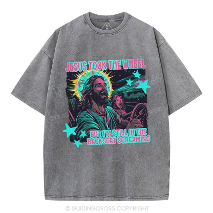 Jesus Took The Wheel Christian Washed T-Shirt