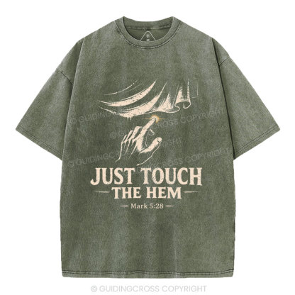 Jesus Touch The Hem Christian Washed T-Shirt