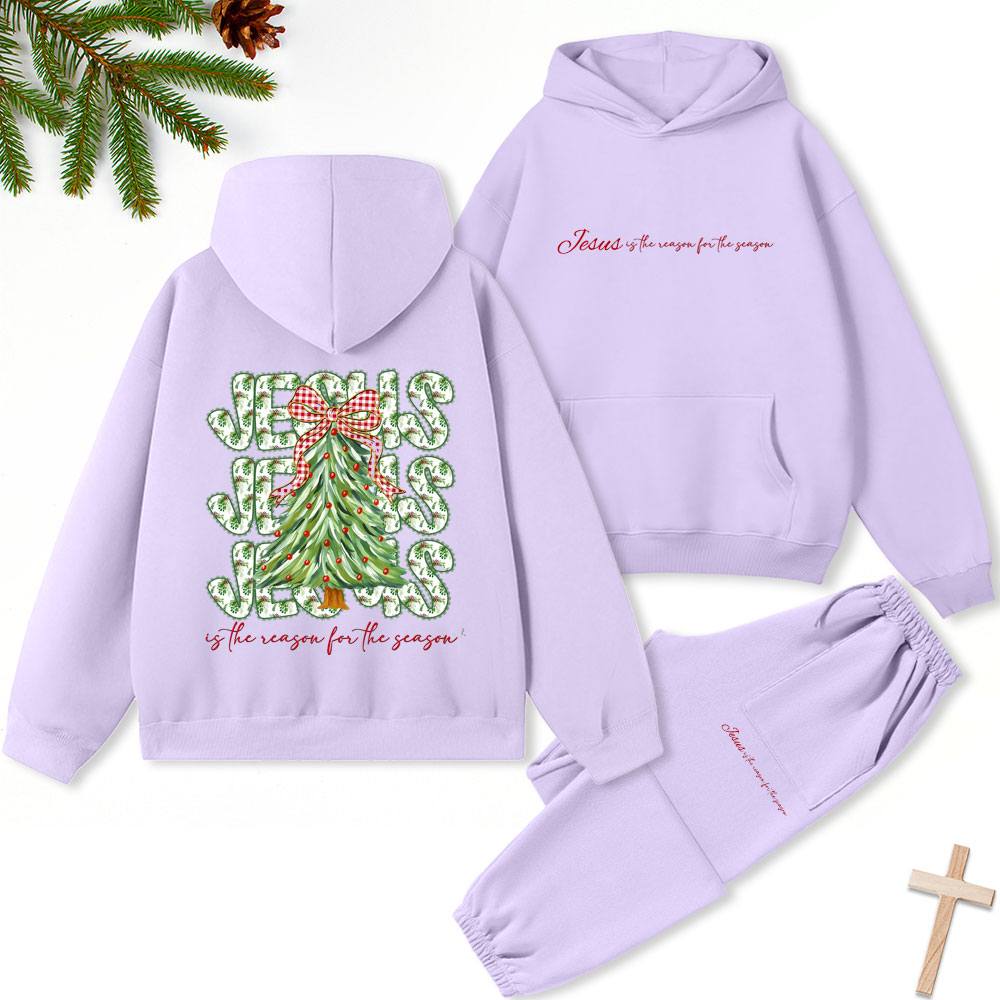 Jesus Tree Christian Christmas Premium Fleece Hoodie Set