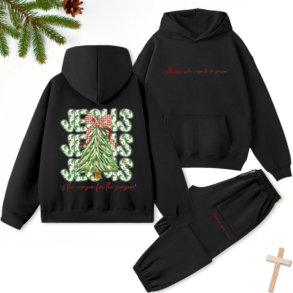 Jesus Tree Christian Christmas Premium Fleece Hoodie Set