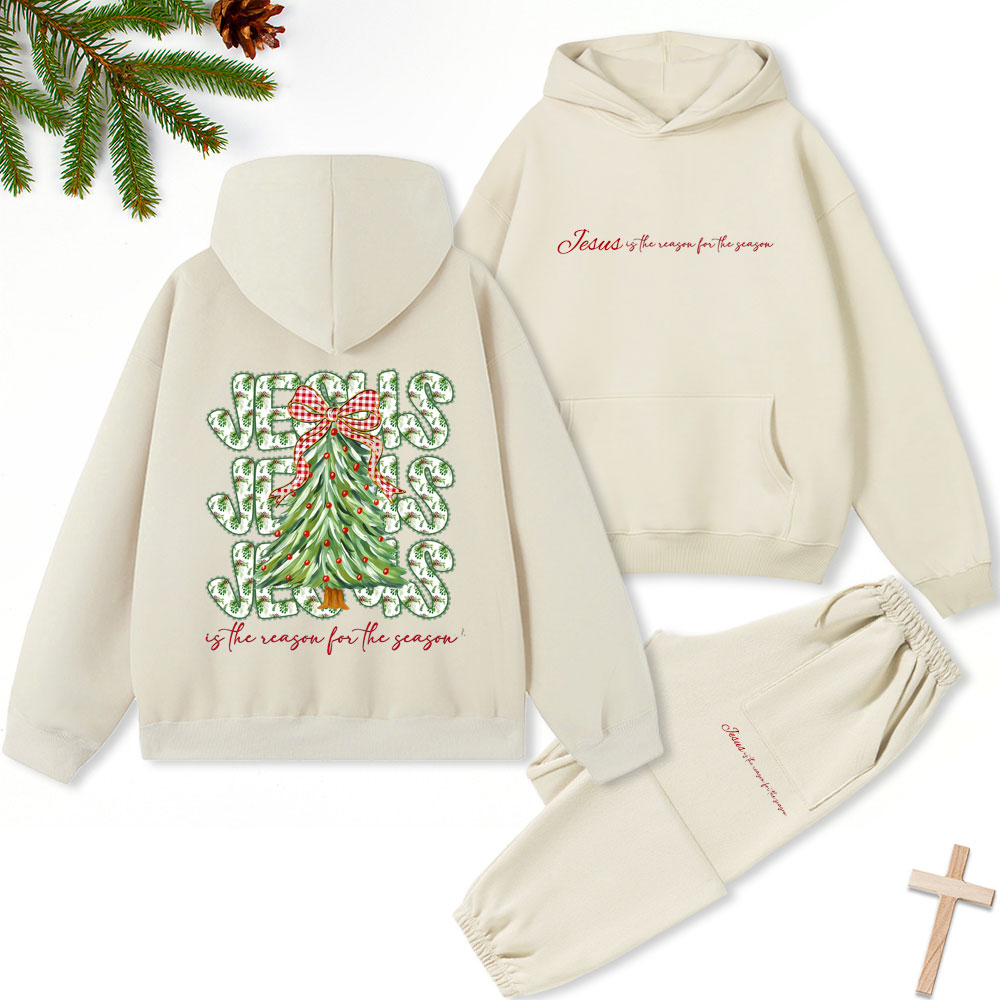 Jesus Tree Christian Christmas Premium Fleece Hoodie Set