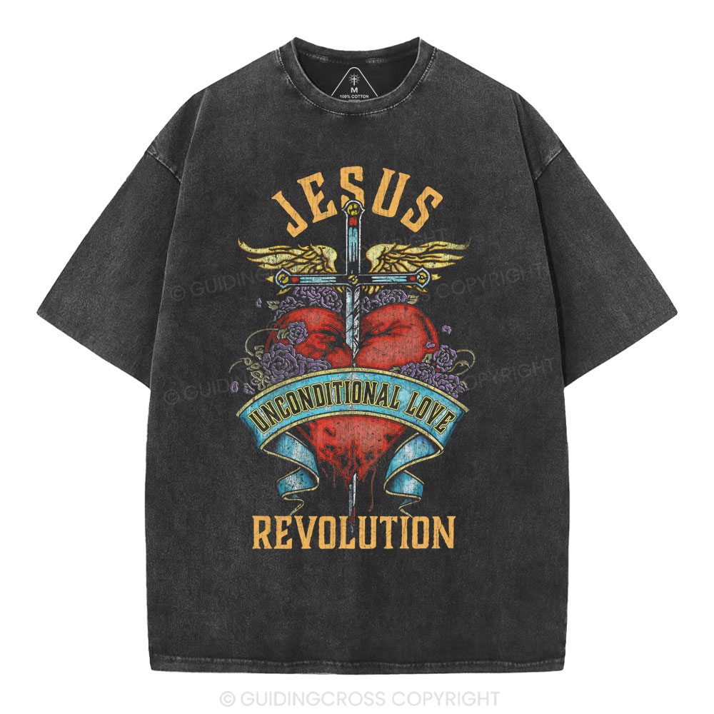 Jesus Unconditional Love Revolution Christian Washed T-Shirt