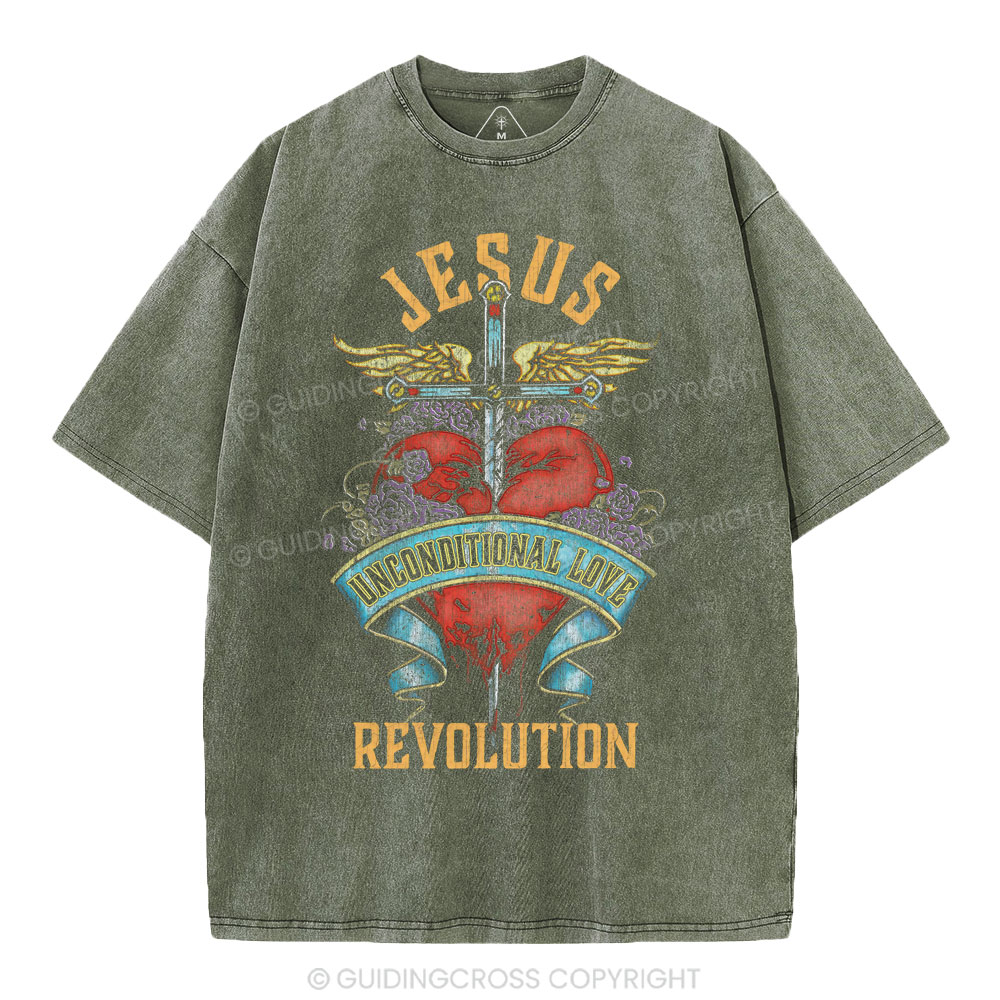 Jesus Unconditional Love Revolution Christian Washed T-Shirt