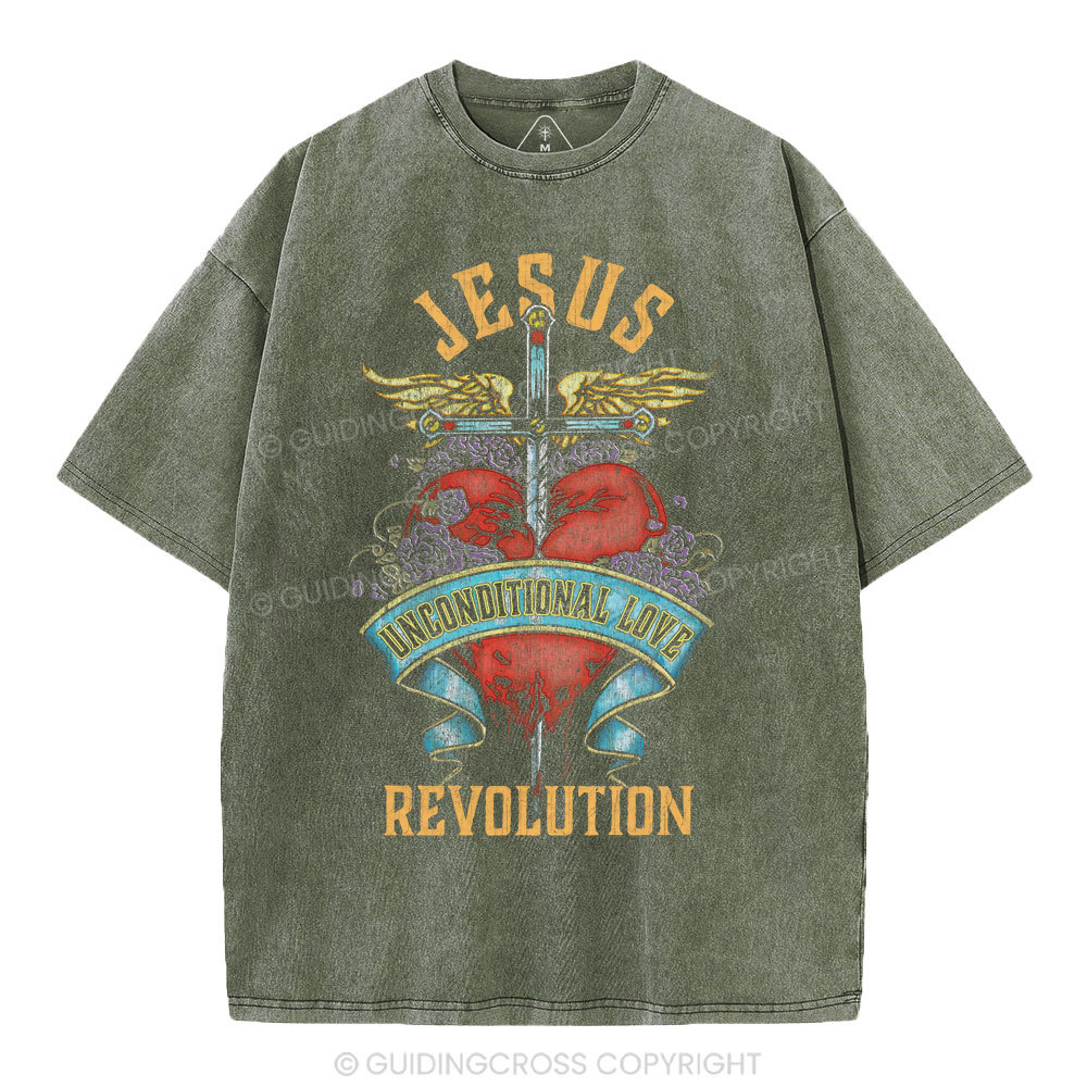 Jesus Unconditional Love Revolution Christian Washed T-Shirt