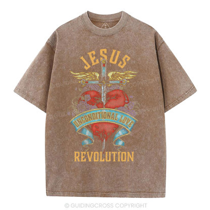 Jesus Unconditional Love Revolution Christian Washed T-Shirt