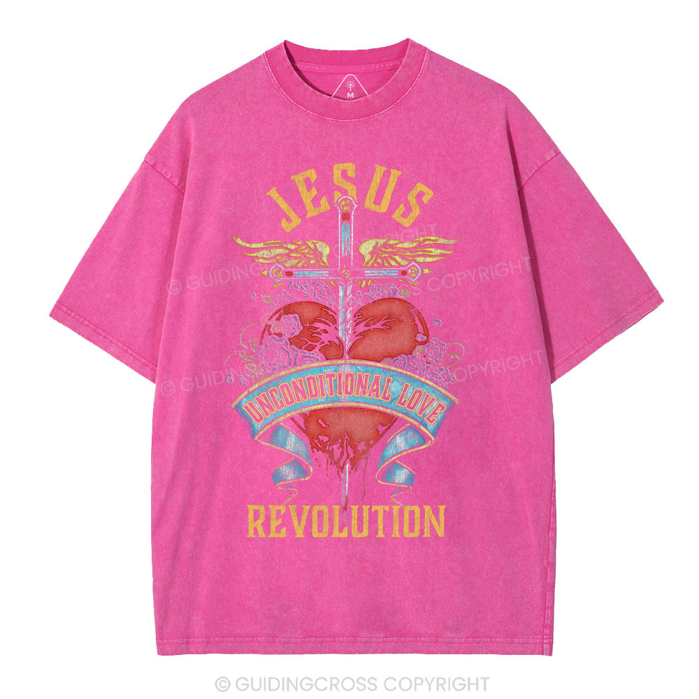 Jesus Unconditional Love Revolution Christian Washed T-Shirt