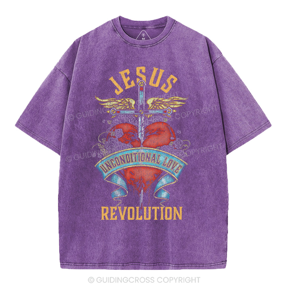 Jesus Unconditional Love Revolution Christian Washed T-Shirt