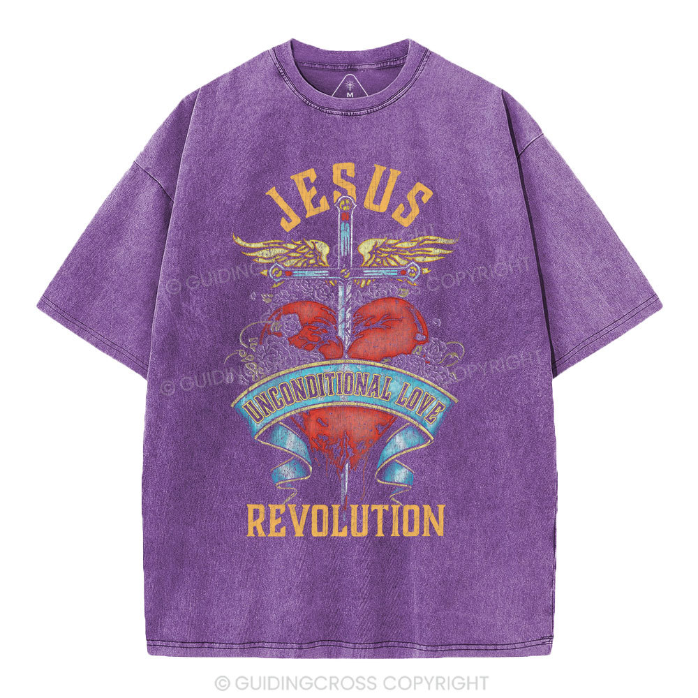 Jesus Unconditional Love Revolution Christian Washed T-Shirt