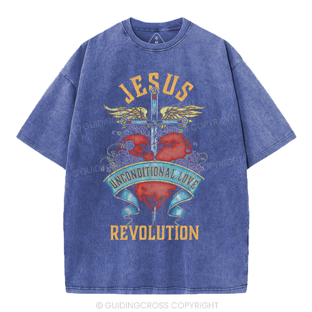 Jesus Unconditional Love Revolution Christian Washed T-Shirt