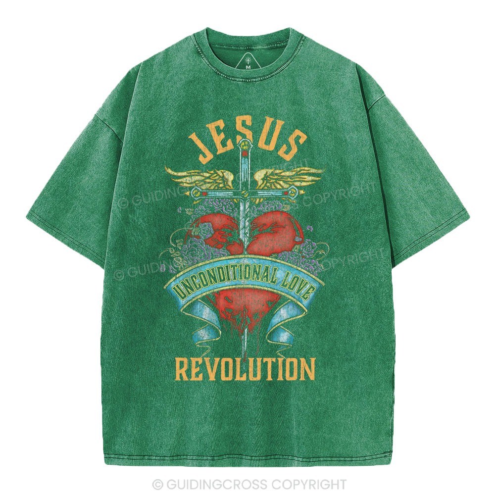 Jesus Unconditional Love Revolution Christian Washed T-Shirt