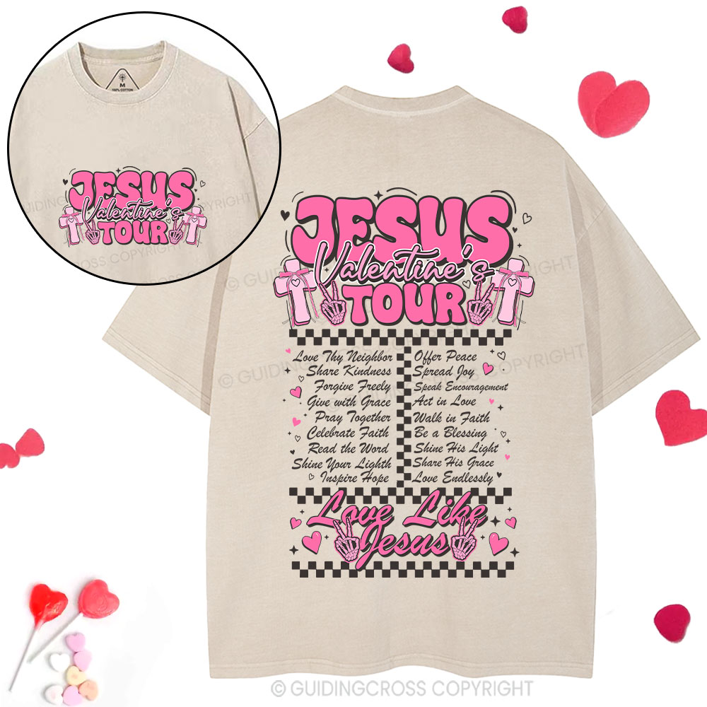 Jesus Valentine's  Tour Christian Washed T-Shirt