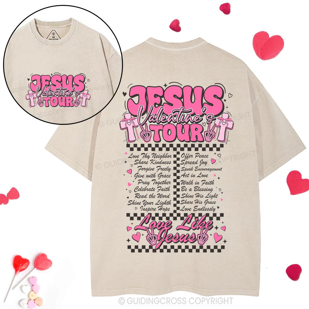 Jesus Valentine's  Tour Christian Washed T-Shirt