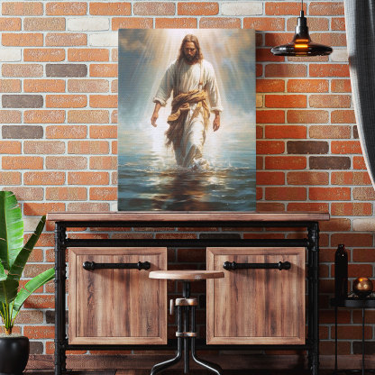 Jesus Walking On Water Christian Canvas Wall Art