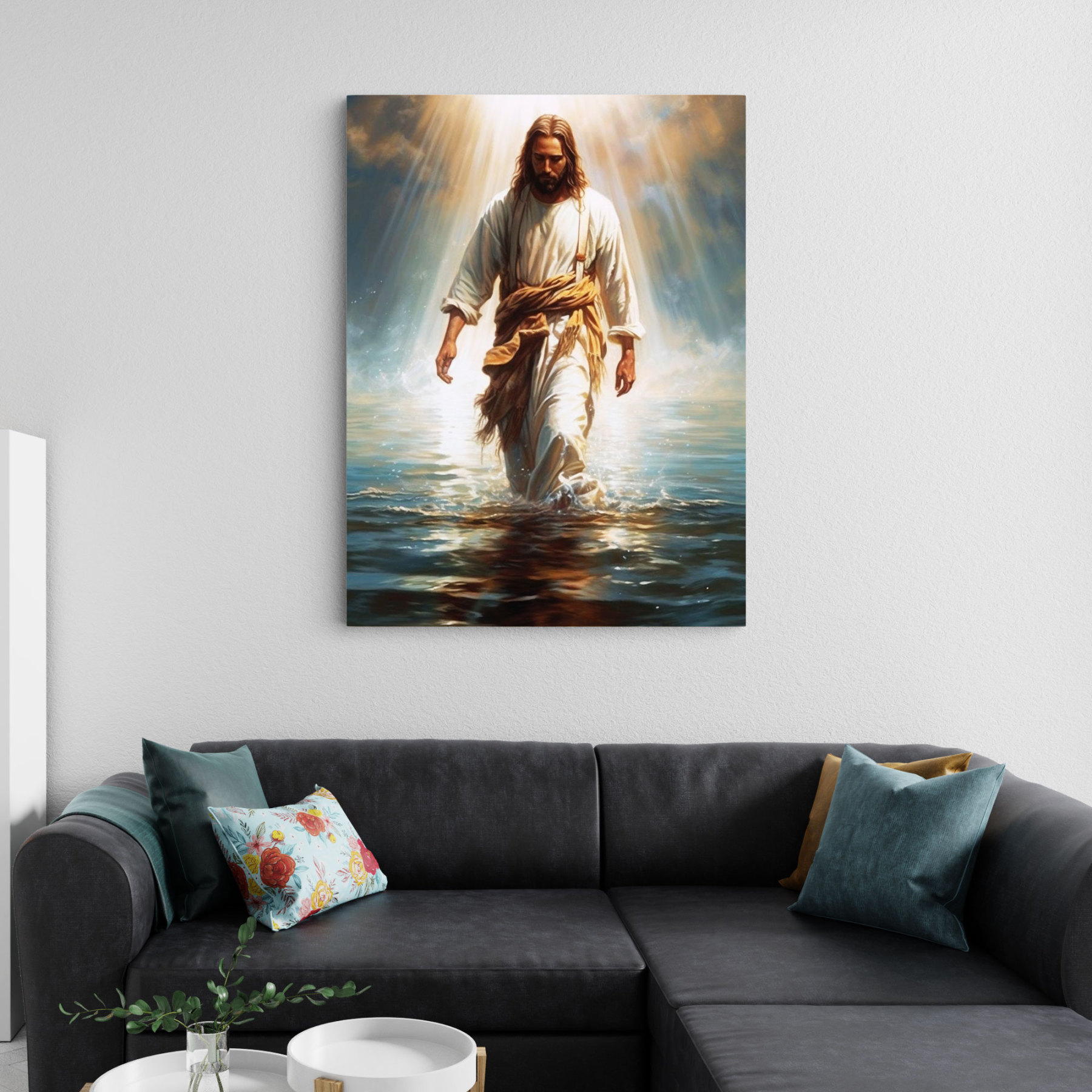 Jesus Walking On Water Christian Canvas Wall Art