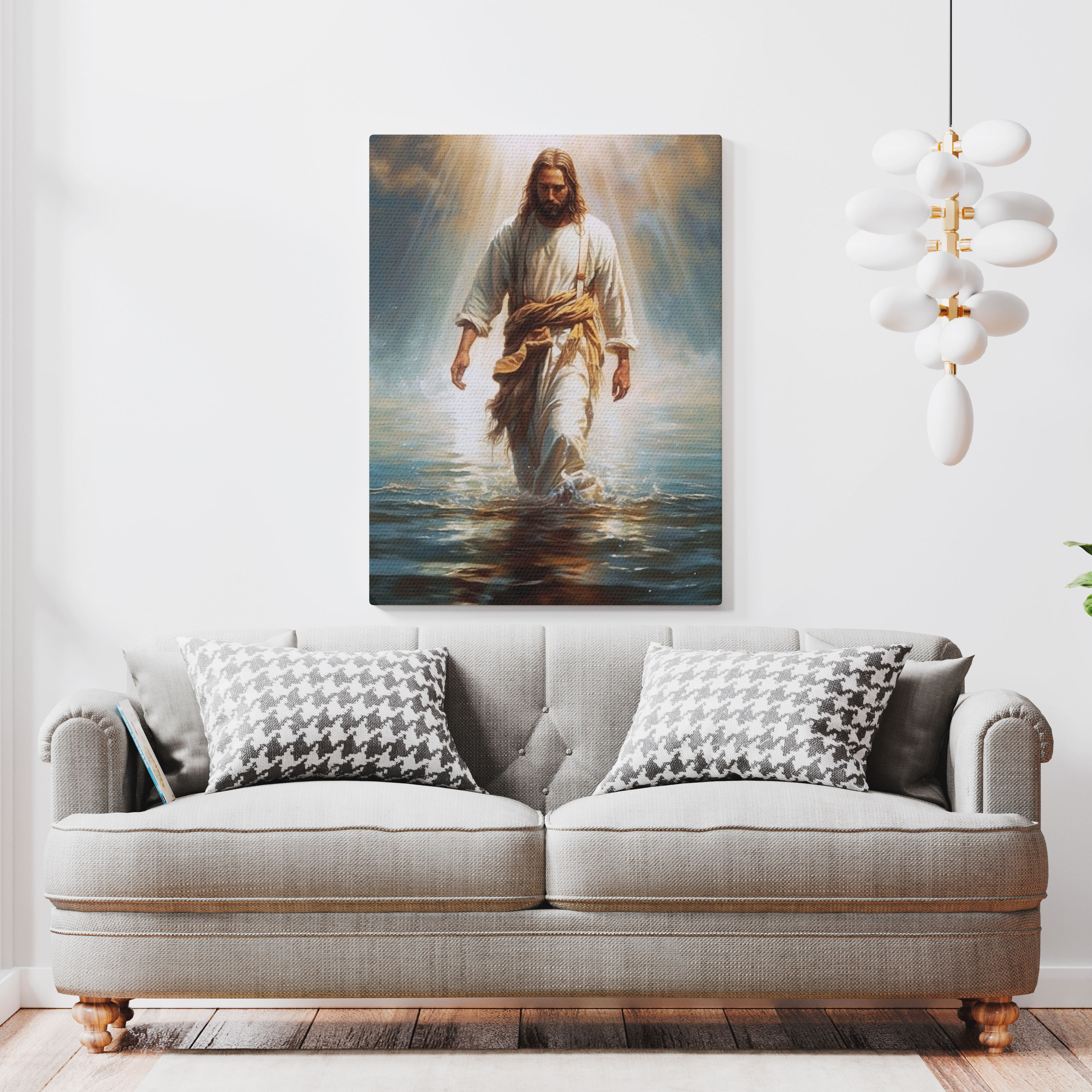 Jesus Walking On Water Christian Canvas Wall Art
