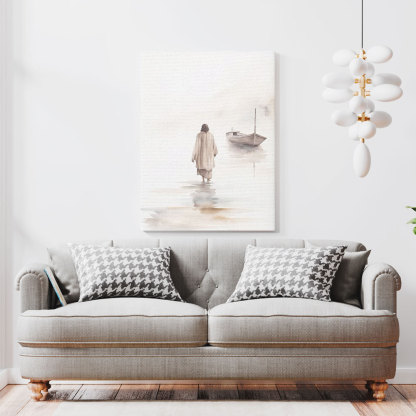 Jesus Walking On Water Boho Christian Wall Art