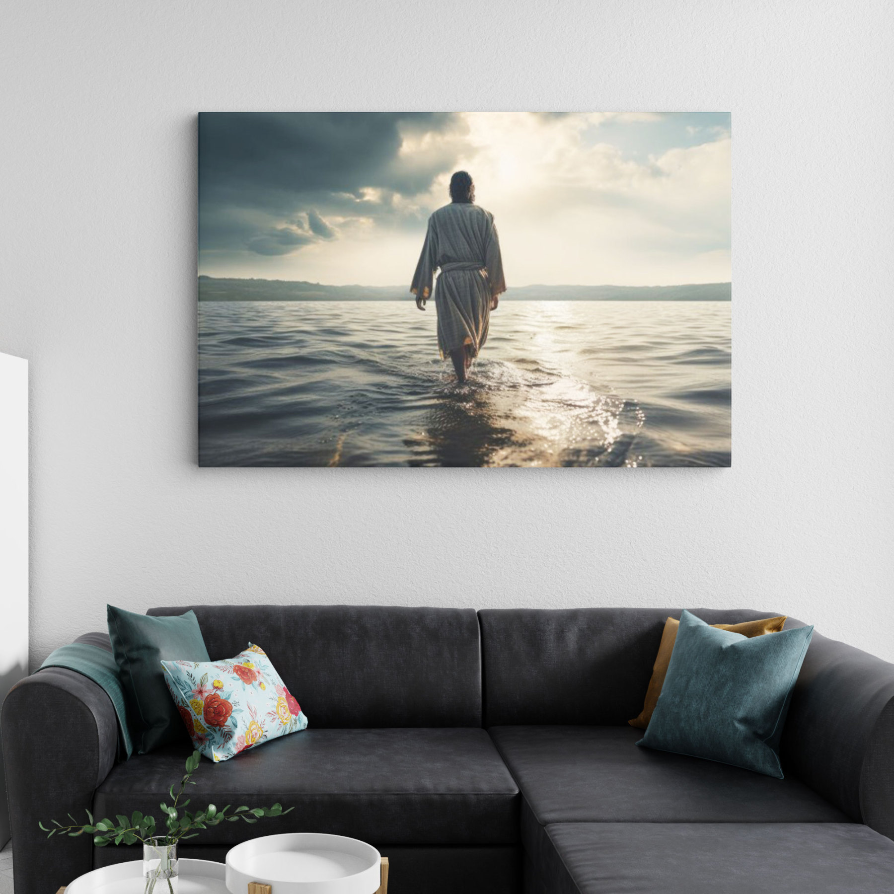 Jesus Walking On Water Christian Canvas Wall Art