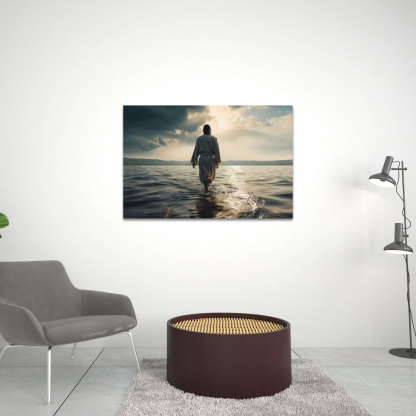 Jesus Walking On Water Christian Canvas Wall Art