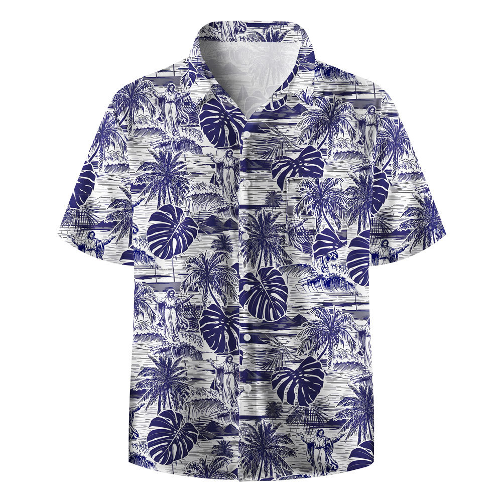 Jesus Walking On Water Retro Christian Hawaiian Shirt