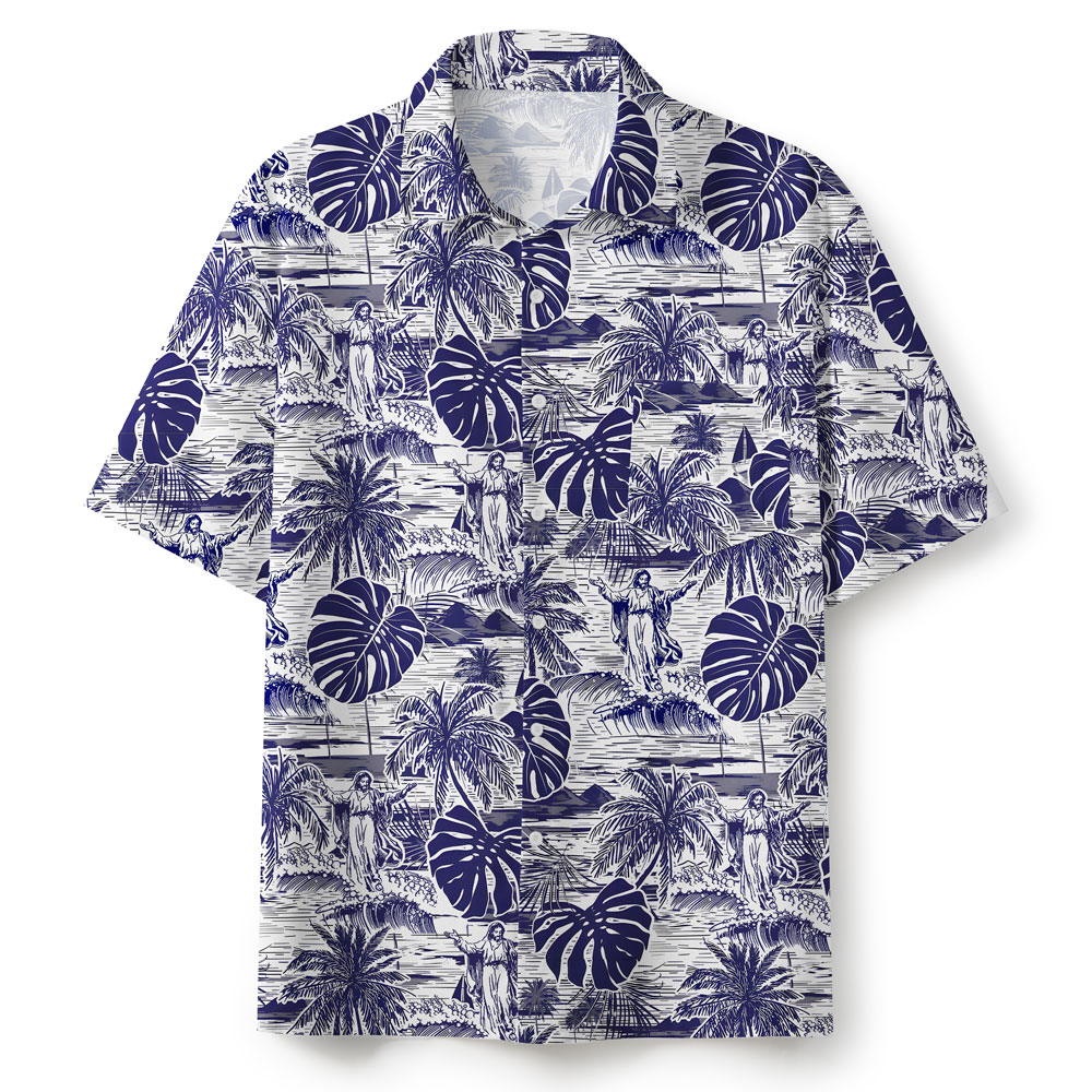 Jesus Walking On Water Retro Christian Hawaiian Shirt