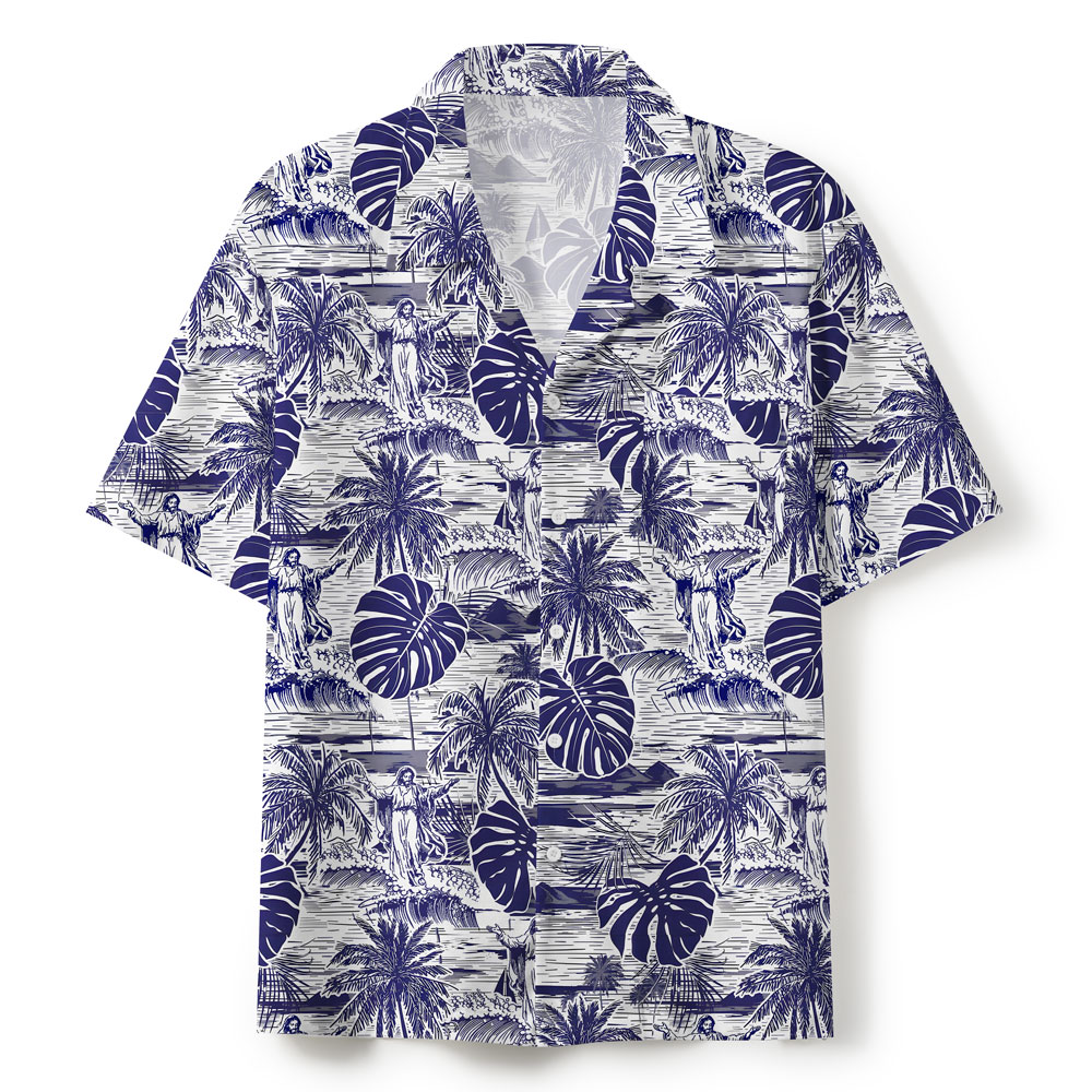 Jesus Walking On Water Retro Christian Hawaiian Shirt