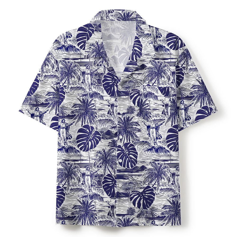 Jesus Walking On Water Retro Christian Hawaiian Shirt