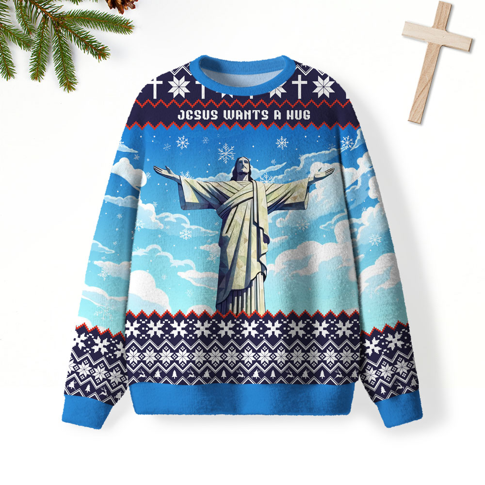 Jesus Wants A Hug Christian Lightweight Sweater