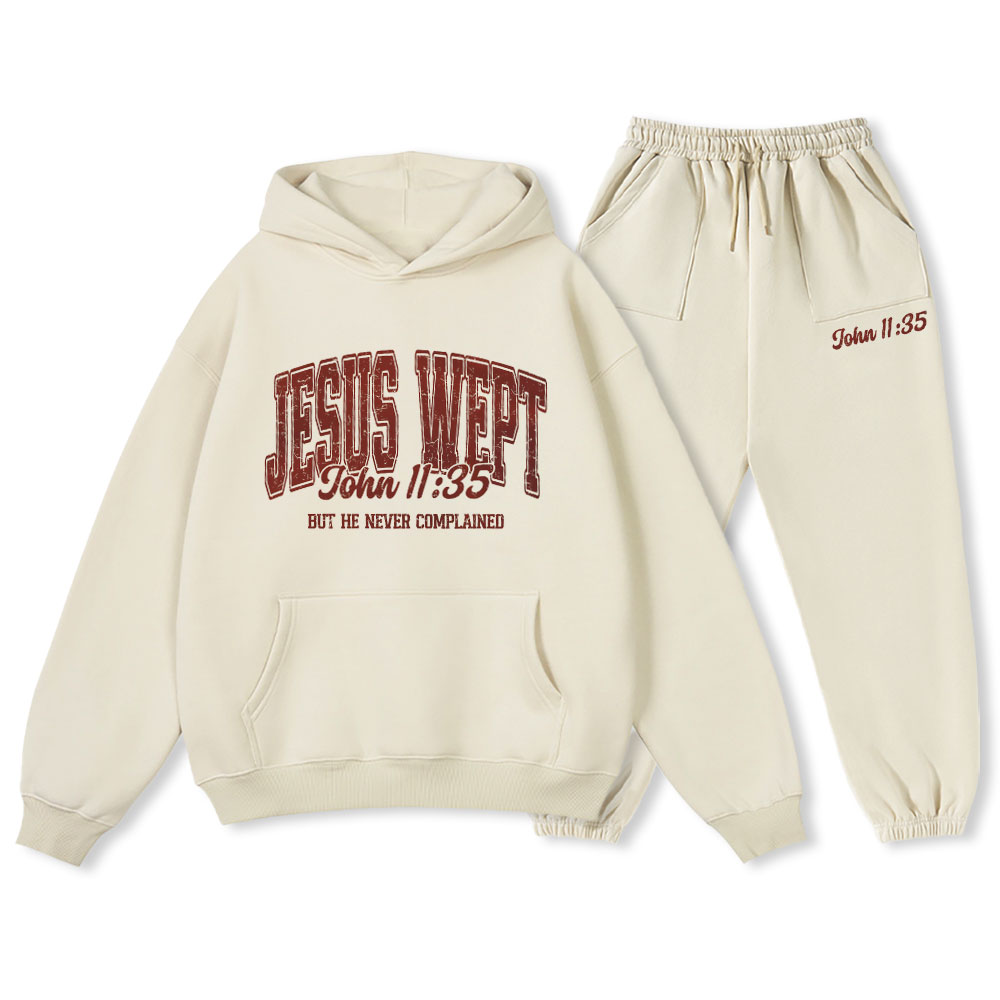 Jesus Wept Christian Premium Fleece Hoodie Set