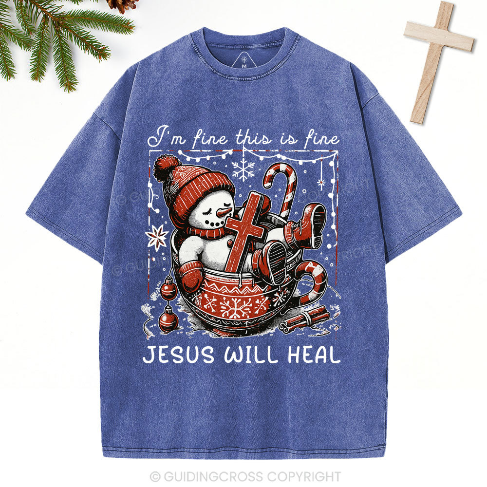 Jesus Will Heal Christian Christmas Washed T-Shirt