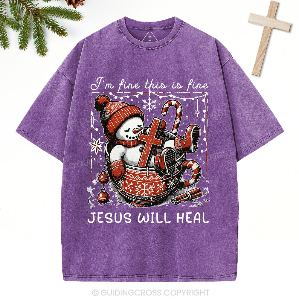 Jesus Will Heal Christian Christmas Washed T-Shirt