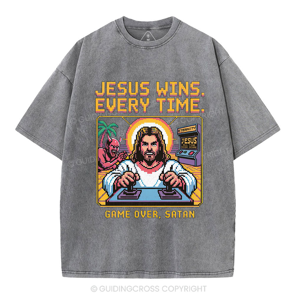 Jesus Wins Christian Washed T-Shirt