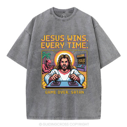 Jesus Wins Christian Washed T-Shirt