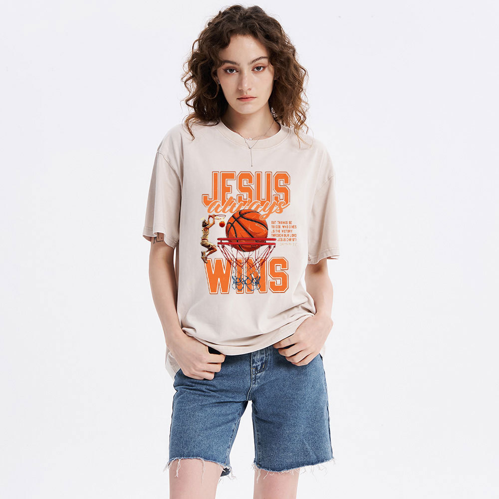 Jesus Wins Christian Washed T-Shirt