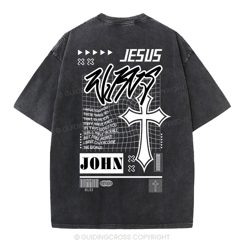 Jesus Wins Christian Washed T-Shirt
