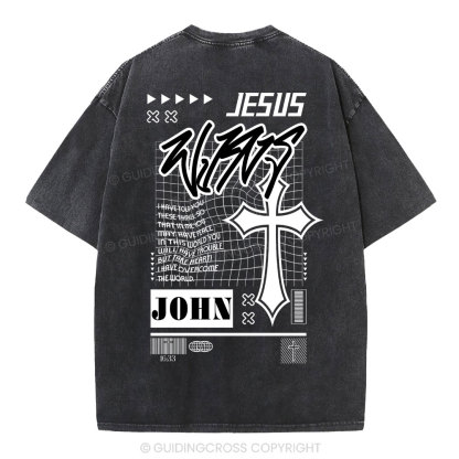 Jesus Wins Christian Washed T-Shirt