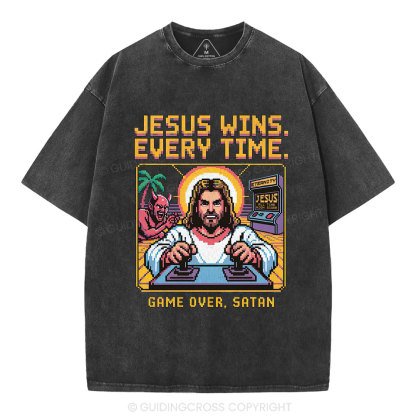Jesus Wins Christian Washed T-Shirt