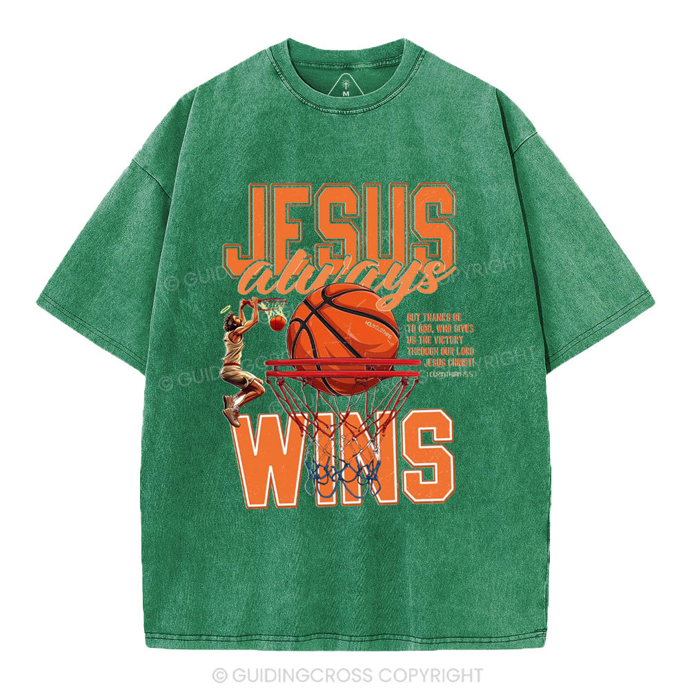 Jesus Wins Christian Washed T-Shirt