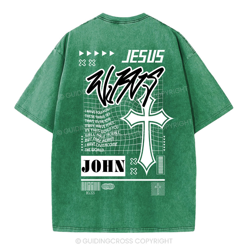 Jesus Wins Christian Washed T-Shirt