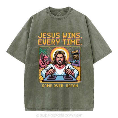 Jesus Wins Christian Washed T-Shirt