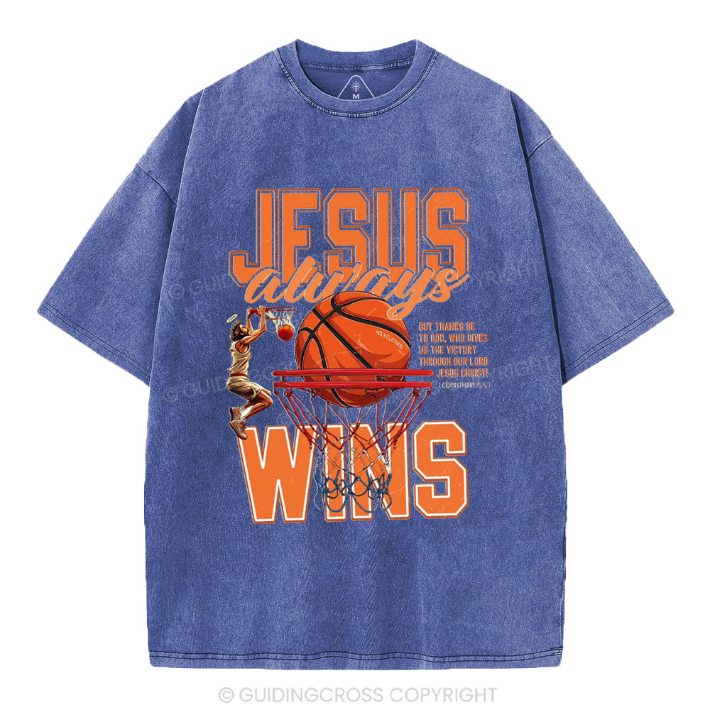 Jesus Wins Christian Washed T-Shirt