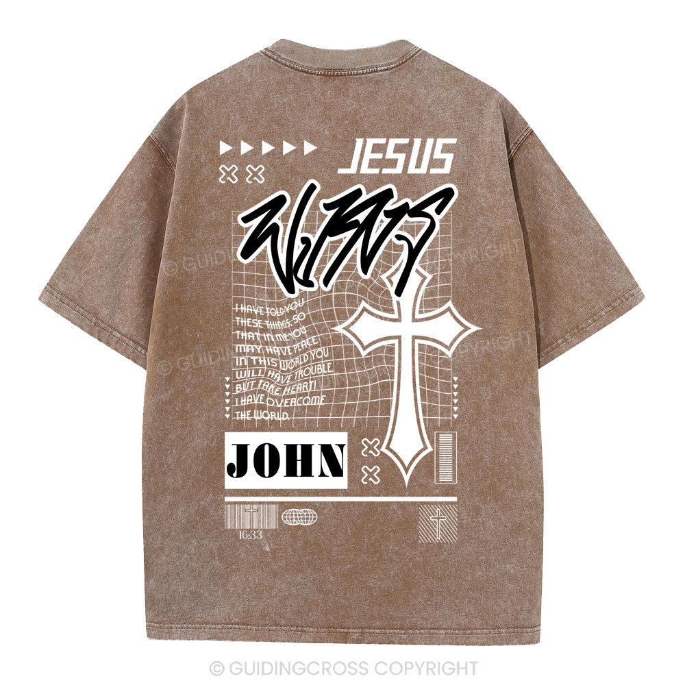 Jesus Wins Christian Washed T-Shirt