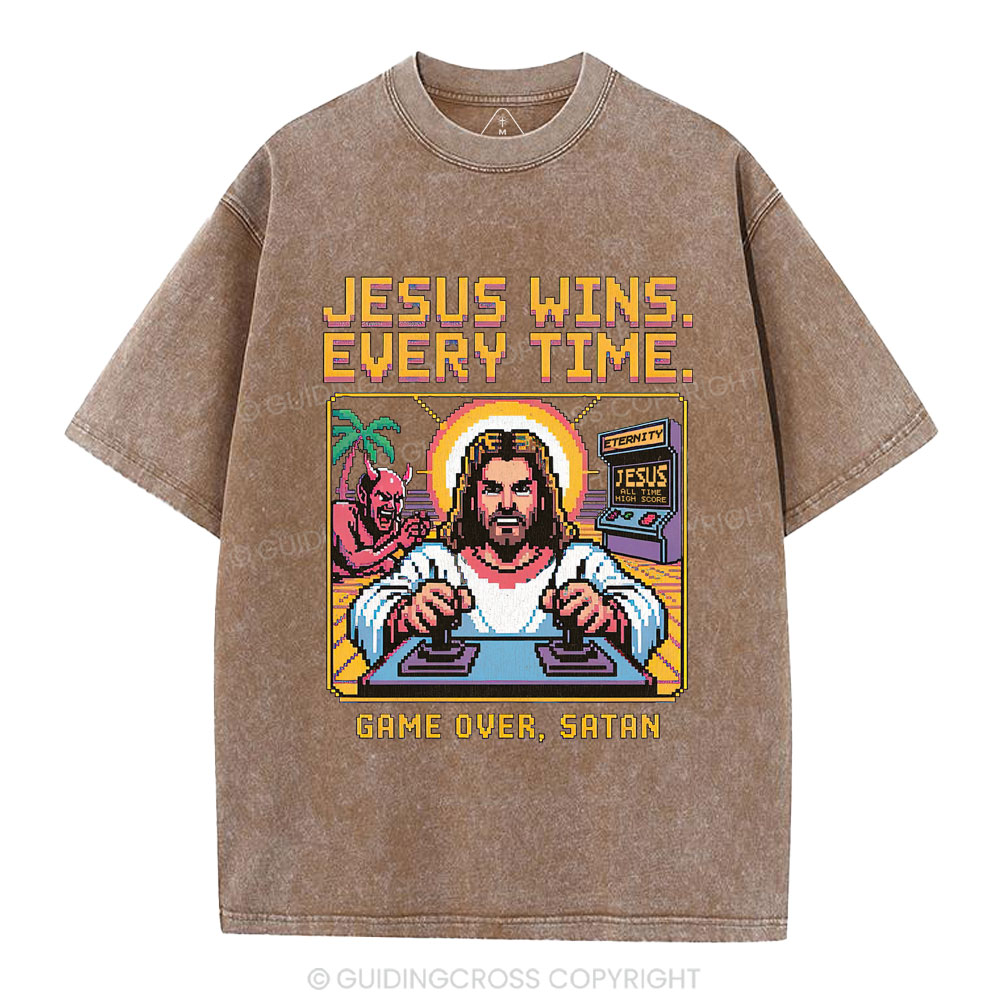 Jesus Wins Christian Washed T-Shirt